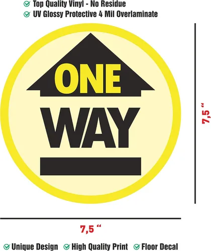 Vista 5 de CLEVER SIGNS Calcomanías unidireccionales para el suelo para distanciamiento social, 10 calcomanías, redondas de 7.5 pulgadas, calcomanías de piso
