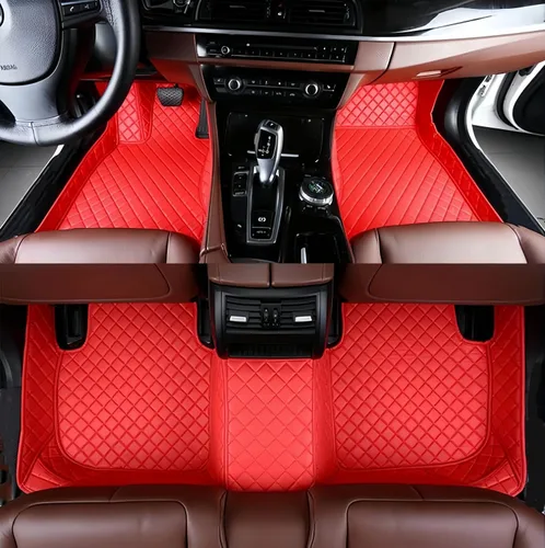 Vista 17 de Tapetes de cuero personalizados impermeables para automóvil, sedán, SUV, automóvil deportivo, negro, beige, para hombre y mujer (todo beige, 3D)