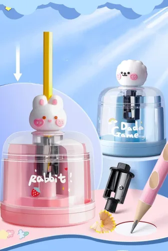 Vista 2 de Kawaii - Sacapuntas eléctrico Kawaii Adorable para alumnos, estudiantes, escuela primaria, aula manual (azul)