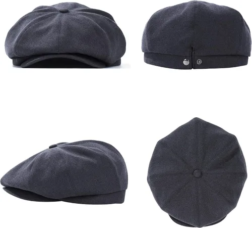 Vista 2 de Gorra de Newsboy para hombre, 8 paneles irlandeses para novatos Gris