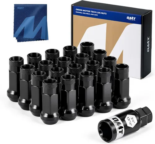 Vista 15 de OMT 1/2 "-20 tuercas de llanta con asiento de cono, juego de 20 tuercas de llanta con 1 llave de enchufe Tuercas de rueda compatibles con Dodge