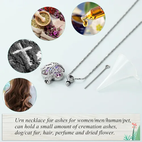 Vista 74 de Imrsanl Collar de urna de árbol de la vida con forma de corazón, joyería de cremación para hombres y mujeres, recuerdo, joyería conmemorativa