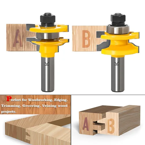 Vista 3 de ASNOMY 2 brocas de riel estilo Ogee y router para puerta de gabinete, vástago de 1/2 pulgada para carpintería, broca de lengüeta y ranura, panel