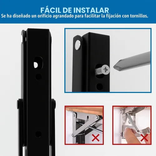 Vista 4 de LEOPO 16 Inch Folding Shelf Brackets, 2 Pack Foldable Shelf Supports Negro-Paquete de 2