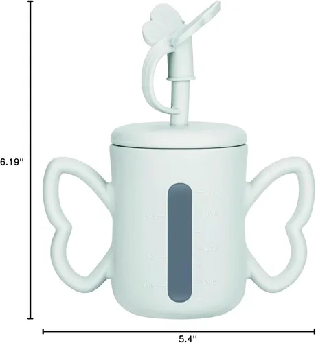 Vista 8 de Dommy Taza de entrenamiento de silicona con tapa de popote para bebés de 6 meses y 12 a 18 meses, taza para beber agua para bebés de 6 meses