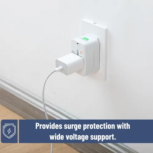 Vista 6 de Bates - Adaptador universal para viajes, adaptador de corriente internacional compacto para enchufes de EE. UU., UE, Reino Unido, Australia e India