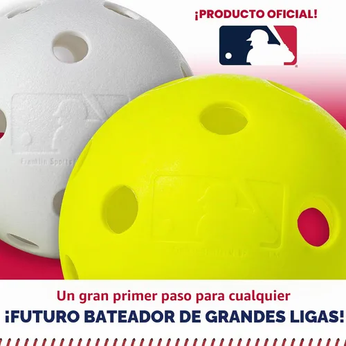 Vista 5 de Franklin Sports MLB Kids Baseball Bat and Ball Set - Lightweight 30" Youth Plastic Bat - Multiple Colors Blanco