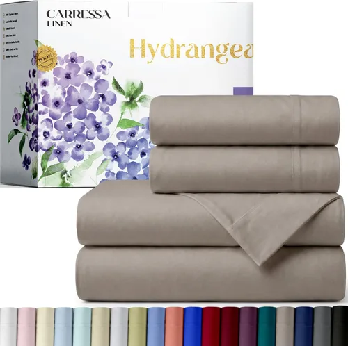 Vista 35 de Carressa Linen - Juego de sábanas 100% algodón de 600 hilos