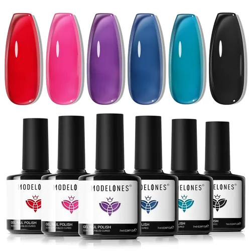 Vista 25 de Modelones - Juego de esmaltes de gel transparente, capa base de gel superior, sin limpieza, 0.5 onzas líquidas Un conjunto claro