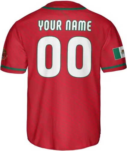 Vista 3 de Leeprints - Camiseta de béisbol mexicana personalizada para hombres y mujeres, camiseta de bandera mexicana, orgullo mexicano