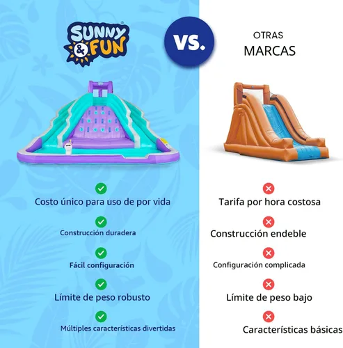 Vista 8 de SUNNY & FUN Ultra Climber - Parque inflable de tobogán acuático – Resistente para diversión al aire libre – Pared de escalada, dos toboganes
