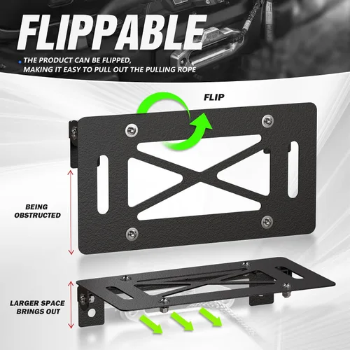 Vista 5 de Marco universal abatible para placa de matrícula compatible con Hawse Fairlead de 10 pulgadas, reubicación del soporte de matrícula frontal, rodillo