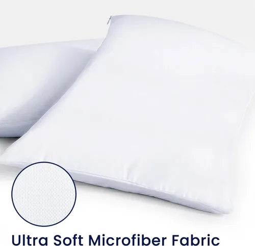 Vista 6 de Juego de 2 protectores de almohada impermeables de tamaño estándar, funda de almohada de microfibra suave con cremallera, funda de almohada