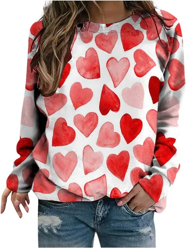 Vista 82 de Sudadera de manga larga con estampado de leopardo y corazón para mujer, para el día de San Valentín, sin botones, para niñas, regalos