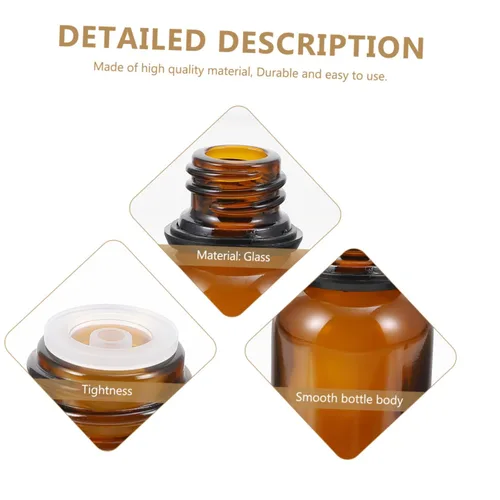 Vista 5 de Uonlytech Recipientes de vidrio de terrario, 12 botellas de aceite esencial, botella de 0.3 fl oz con reductor de orificios, dispensador de líquido