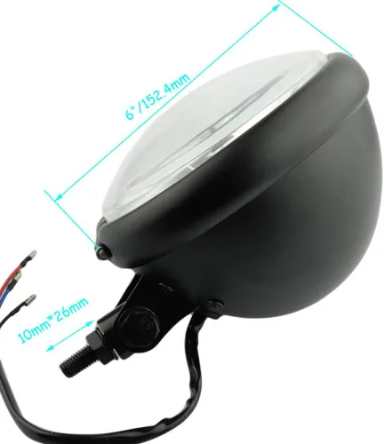 Vista 5 de Negro 5.75 "H4 halógeno motocicleta faro lámpara bombilla montaje inferior para Harley Honda Kawasaki Suzuki Yamaha