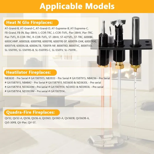 Vista 3 de Criditpid 4021-737 Pilot Assembly LP para calentador, Heat N Glo, Chimeneas Quadrafire, Calentador y Ensamblaje Piloto de Gas Propano Heat-N-Glo