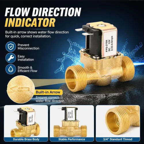 Vista 8 de Válvula de cierre de agua eléctrica normalmente cerrada, válvula magnética de solenoide eléctrico de latón, válvula de interruptor de entrada