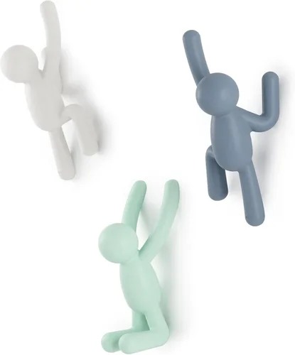 Vista 11 de Umbra Buddy Ganchos de pared decorativos montados en la pared para colgar abrigos, bufandas, bolsos, carteras, mochilas, toallas y más, juego de 3