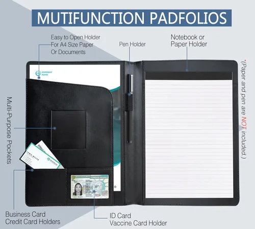 Vista 3 de Padfolio Organizador de Portafolio Soporte para Bloc Legal Carpeta Padfolio Portafolio de Cuero Almacenamiento Portapapeles Bloc de Notas