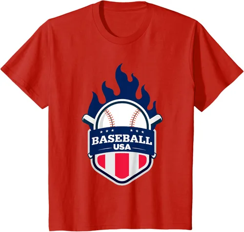 Vista 3 de Baseball USA Support the Team Shirt - Camiseta con la bandera de Estados Unidos, Blanco, S