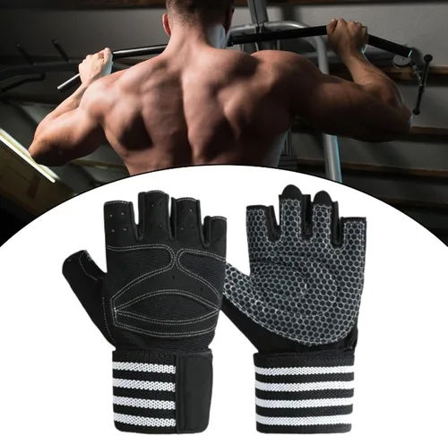 Vista 3 de Yiju 2X Workout Gloves Accessory Lightweight Polyester Black Weight Lifting Gloves for Indoor Outdoor Pull Ups Fitness Women Men