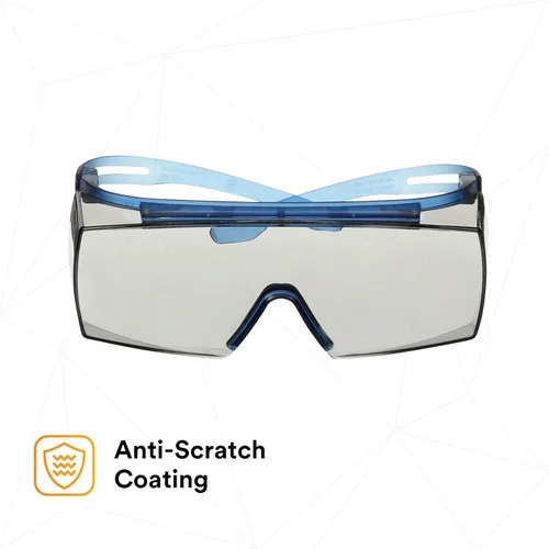 Vista 7 de 3M Gafas de seguridad, serie SecureFit 3700, paquete de 1, antiarañazos, se adaptan sobre lentes, lentes grises para interiores y exteriores