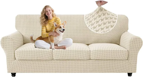 Vista 41 de MAXIJIN 2 fundas elásticas para sillón de sala de estar, fundas gruesas y suaves con brazos para perros, mascotas, protector de sofá individual