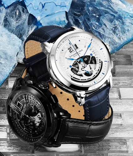 Vista 7 de Stuhrling Original Imperia - Reloj cronógrafo de cuarzo para hombre con correa de cuero