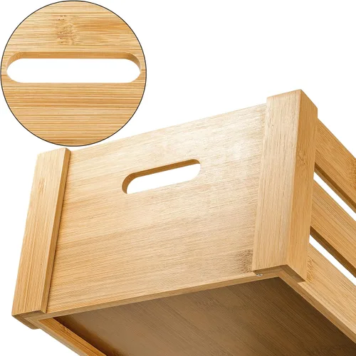 Vista 3 de Lawei Juego de 3 cajas de bambú con asas, caja de almacenamiento decorativa rústica, caja de almacenamiento para exhibición, cestas de bambú