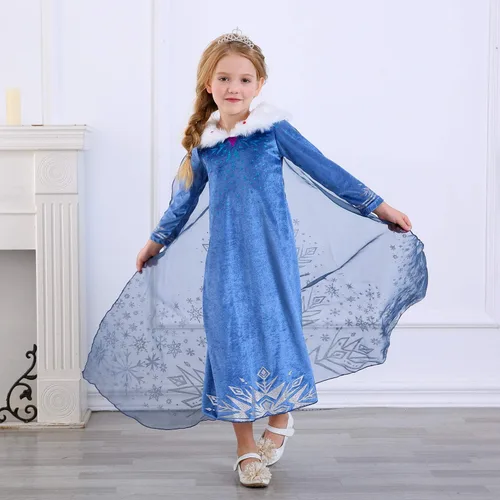 Vista 3 de DreamHigh Disfraz de princesa Elsa de Halloween de copo de nieve para niña 2-10 años