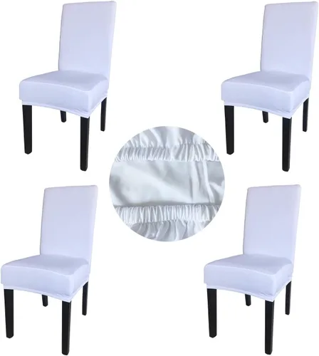 Vista 17 de Paquete de 4 fundas protectoras para sillas de comedor, tela elástica de elastano, lavables a máquina, fundas de asiento extraíbles para el hogar
