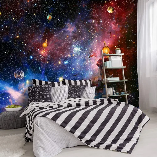 Vista 9 de Papel tapiz de tela de techo con nubes doradas, para sala de estar, dormitorio, baño, moderno, para niños y niñas, habitación de niños, mural grande