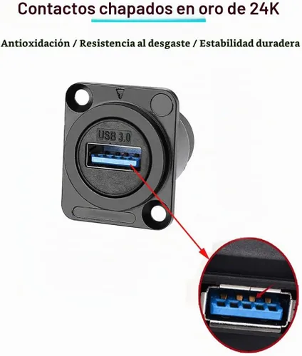 Vista 2 de PENGLIN Enchufe impermeable USB 3.0, acoplador de montaje en panel USB tipo Negro