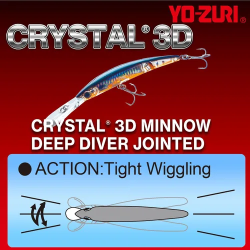 Vista 3 de Yo-Zuri Crystal 3D Minnow Deep Diver Señuelo articulado