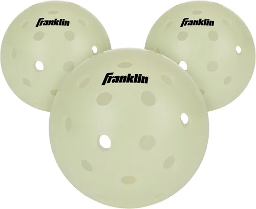 Vista 10 de Franklin Sports Pelotas de pickleball que brillan en la oscuridad al aire libre – Pelotas de pickleball iluminadas para pickleball nocturno