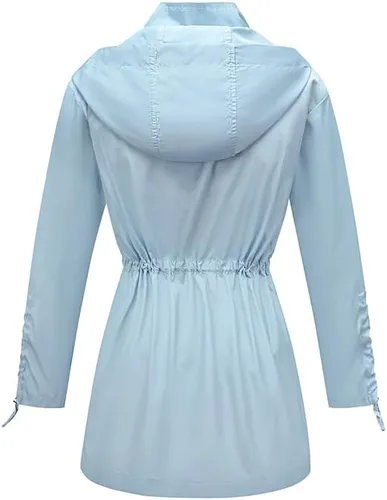 Vista 3 de Chaqueta impermeable para mujer, impermeable, ligera, plegable, con capucha, impermeable, rompevientos de viaje, en una bolsa de lunares