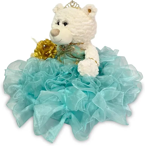 Vista 5 de KINNEX COLLECTIONS SINCE 1997 20" Quince Anos Quinceanera Last Doll Osito de peluche con vestido (pieza central) ~ ARC16831-23R (Aqua)