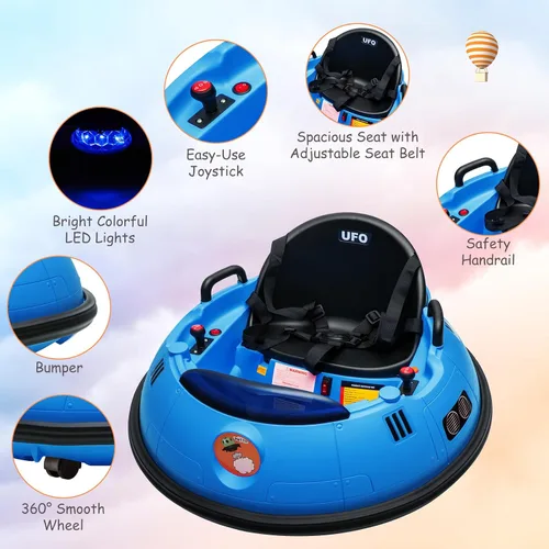 Vista 6 de Coche de parachoques eléctrico para niños de 12 V con control remoto, giro Azul