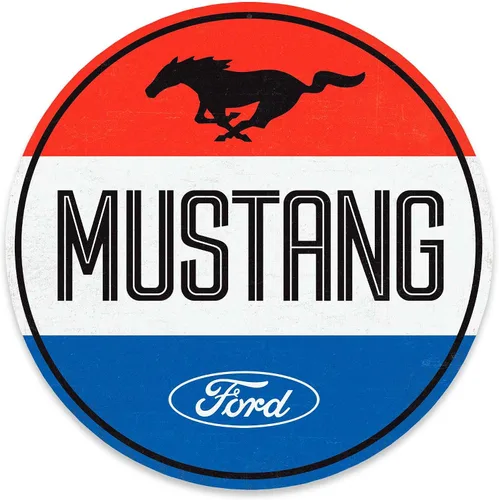 Vista 10 de Letrero de metal para Ford Mustang Crossing Decoración de pared automotriz en forma de diamante para garaje o cueva de hombre