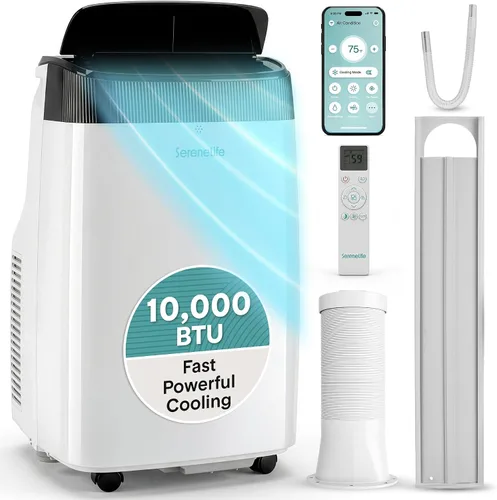Vista 13 de SereneLife Aire acondicionado portátil de 8000 BTU con WIFI Enfriamiento 3 en 1, ventilador y deshumidificador Temporizador de 24 horas de hasta