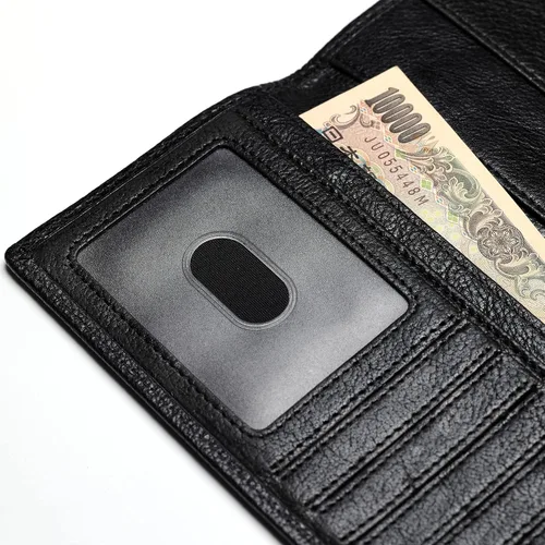 Vista 4 de IJUN Men's Bifold Long Wallet,Rfid Blocking Slim Wallet,Genuine Full Grain Tanned Leather