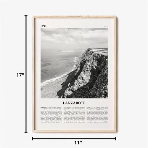 Vista 7 de Impresión de Lanzarote en blanco y negro, arte de pared de Lanzarote, póster de Lanzarote, foto de Lanzarote, Canarias, España, Canarias, Lanza