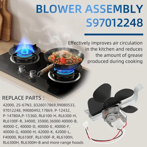 Vista 7 de S97012248 97012248 Juego de motor de ventilador de campana extractora de cocina de Fetechmate Compatible con B-roan Nu-Tone Campana extractora