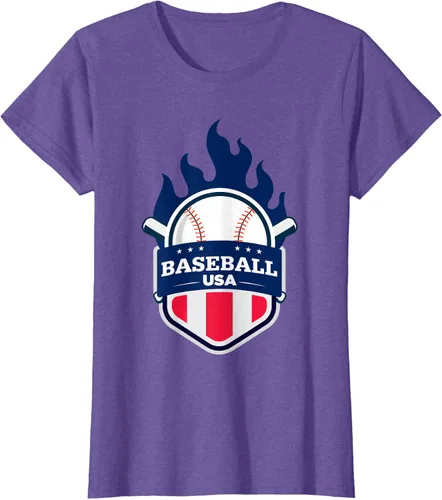 Vista 25 de Baseball USA Support the Team Shirt - Camiseta con la bandera de Estados Unidos, Blanco, S