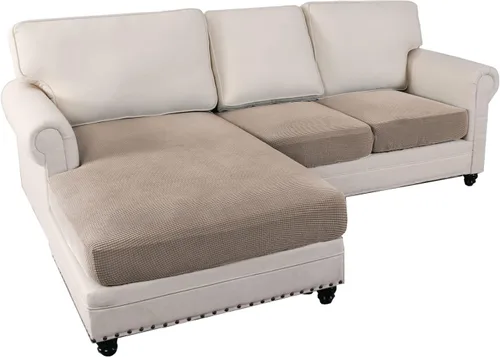 Vista 24 de MIFXIN Fundas para sofá modular, 3 piezas, funda de asiento de sofá de terciopelo elástico en forma de L, funda de cojín separada, protector
