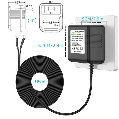 Vista 2 de Timbre de video negro, transformador de potencia especial, adaptador de corriente para timbre de puerta de 18V500MA, compatible con Ring, Nest