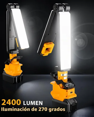 Vista 3 de DTEZTECH Luz de 20 V para batería de iones de litio Dewalt de 20 V, linterna de 30 W 2400 lúmenes con ganchos y clips de montaje integrados, luz