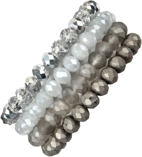 Vista 6 de Caiyao Pulsera Bohemia de Cuentas Multicapa Apilable, Versátil Elástica de Hilo Declaración Envolvente Brazalete Tipo Puño Deslizable con Cuentas