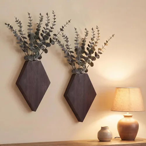 Vista 19 de Chunful - Juego de 2 macetas de madera para pared, color negro, 7.1 x 4.7 x 1.2 pulgadas